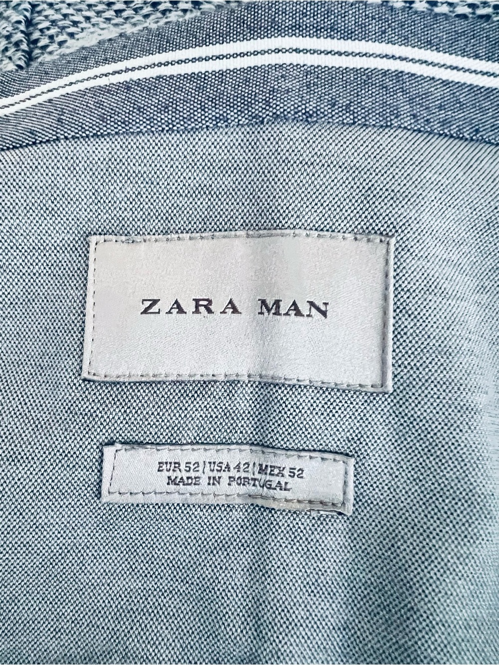 Woven Stretch ZARA Blue Patterned Men's Jacket - Picture 2 of 11